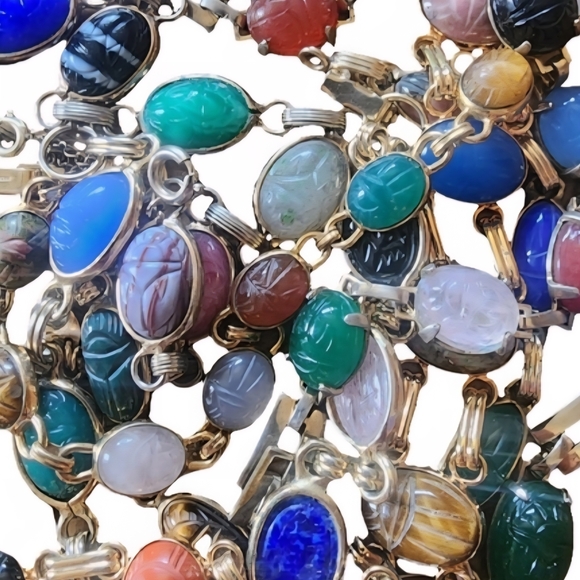 Vintage Jewelry Multi-Color Scarab Bracelet Set Lot Bundle Egypt Bugs Luck - Picture 5 of 17